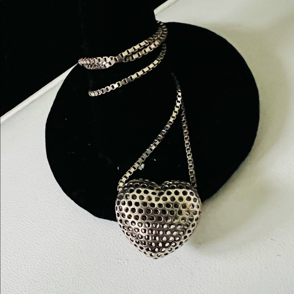 Sterling Puffed Heart Necklace